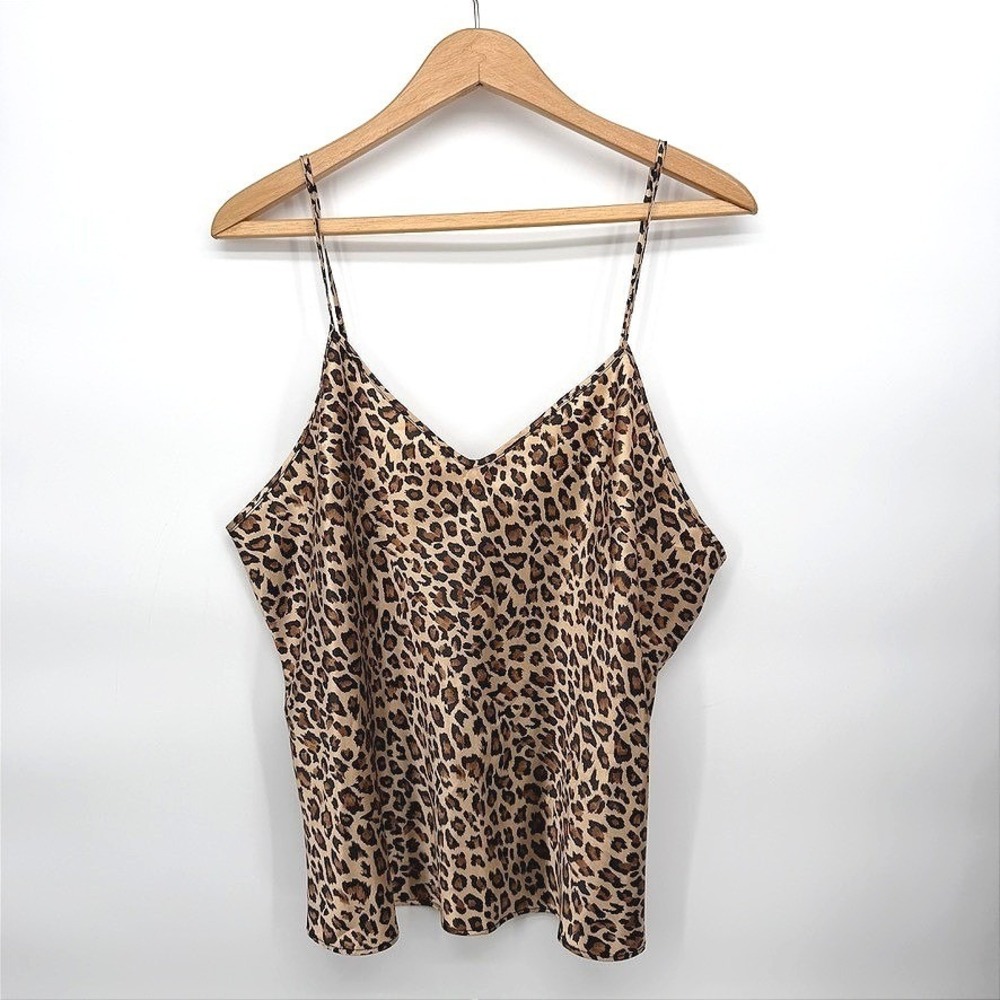 Secret Treasures Camisole Leopard Print LaceUp Back Satin Lingerie Sleepwear 2XL